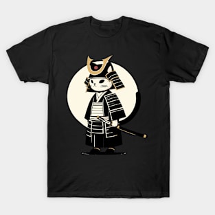 Kawaii Cat Anime Japanese Retro Samurai Novelty Funny Cat T-Shirt